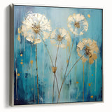 Acrylic Dining Room Artwork – Gold Floral Canvas for Modern Spaces