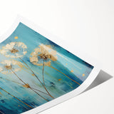 Acrylic Dining Room Artwork – Gold Floral Canvas for Modern Spaces