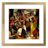 Abstract figurative frame with a matte gold finish, showcasing intricate designs and textures, ideal for enhancing modern decor and adding elegance to any space.