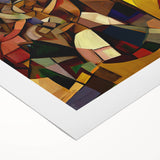 Abstract figurative rolled canvas art featuring vibrant colors and dynamic shapes, showcasing a contemporary design ideal for modern home decor.