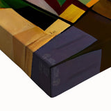 Close-up of an abstract figurative stretched canvas artwork, showcasing vibrant colors and intricate details, ideal for modern home decor. Perfect for adding a contemporary touch to living spaces.