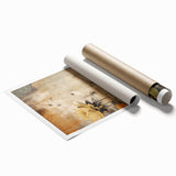 Colorful abstract floral wall art print on a rolled canvas, showcasing vibrant hues of pink, blue, and green, ideal for home decor. Perfect for adding a modern touch to any room.