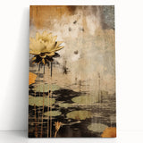 Abstract floral wall art on stretched canvas, showcasing vibrant colors and intricate designs, leaning against a neutral wall, perfect for modern decor.