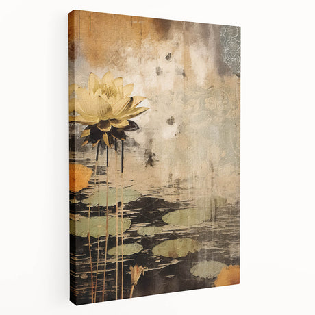 Abstract floral wall art design on stretched canvas, showcasing vibrant colors and intricate patterns. Ideal for modern home decor, adding elegance and creativity to any space.