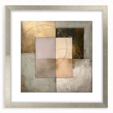 Silver geometric frame with a sleek mat, showcasing an abstract design in a modern front view, ideal for enhancing contemporary home decor.