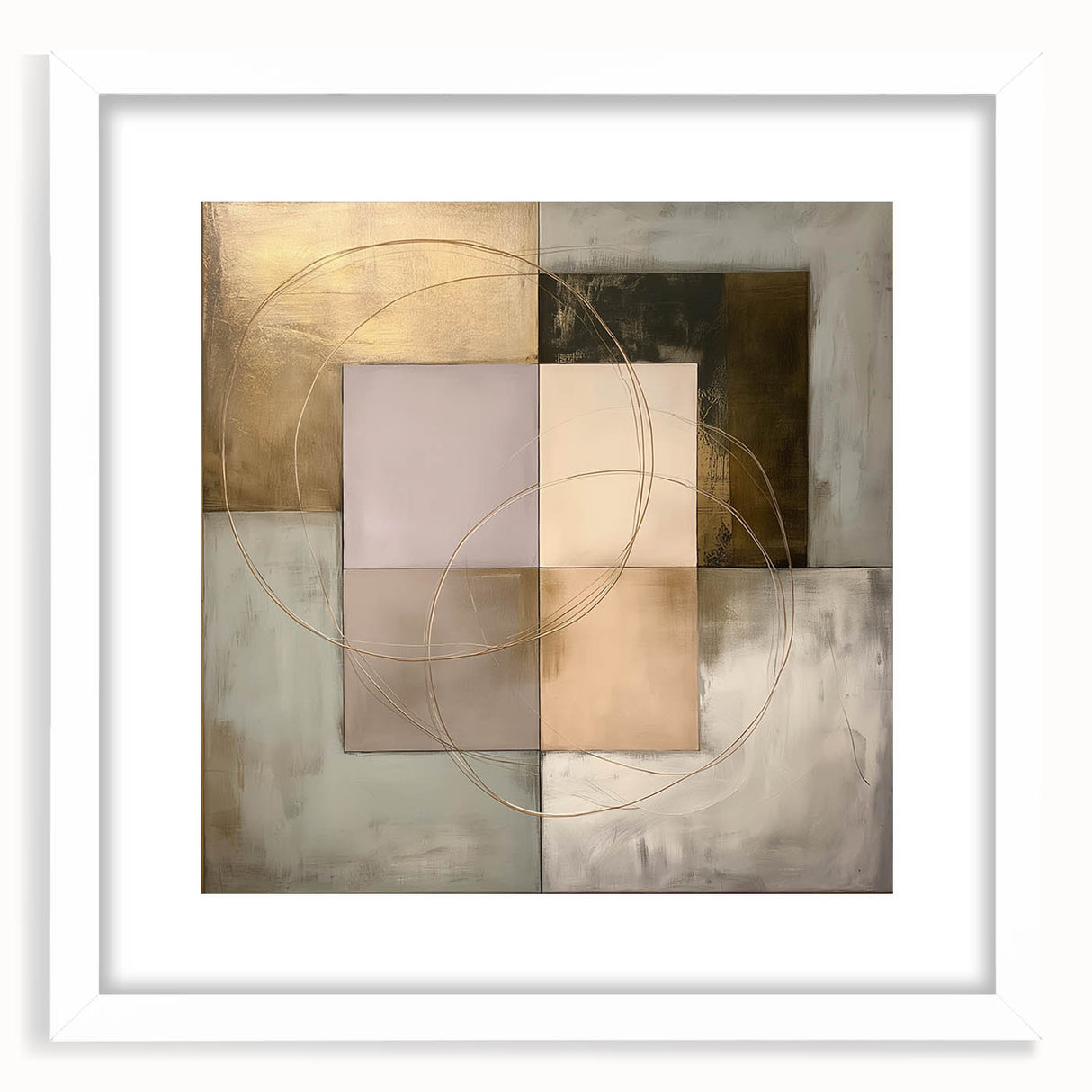 Abstract geometric frame design with a white mat, showcasing a modern aesthetic suitable for home decor, featuring sharp lines and a minimalist style.