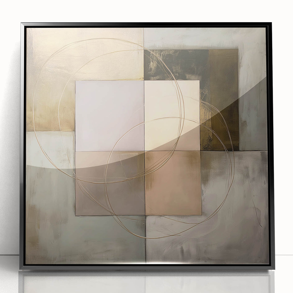 Framed abstract geometric artwork in black acrylic, showcasing sharp angles and a modern design, ideal for contemporary home decor. Perfect for adding a stylish touch to any living space.