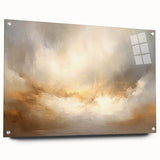 Abstract landscape wall art displayed in an acrylic glass frame, showcasing vibrant colors and intricate details, viewed from the side with visible mounting pins. Perfect for modern home decor, this artwork enhances any space with its contemporary design.