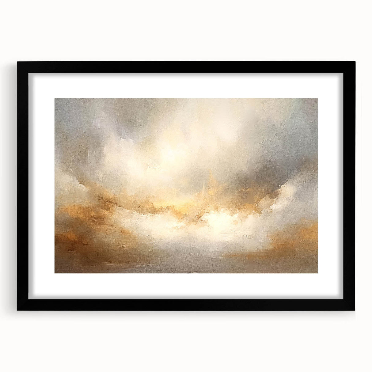 Abstract landscape wall art featuring vibrant colors and intricate designs, framed in black with a mat. Perfect for modern home decor, adding a touch of elegance.