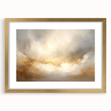 Abstract landscape wall art framed in gold with a mat, showcasing vibrant colors and fluid shapes, ideal for modern home decor and artistic ambiance.