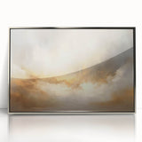 Framed abstract landscape wall art in silver acrylic, showcasing vibrant colors and fluid shapes, perfect for modern home decor and artistic interiors.