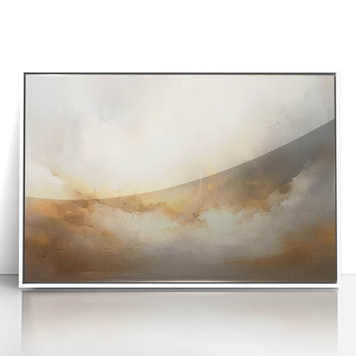 Abstract landscape wall art framed in white acrylic, showcasing vibrant colors and intricate textures, perfect for modern home decor and artistic enhancement.
