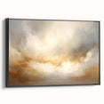 Framed canvas wall art featuring an abstract landscape design in muted earth tones, showcasing a black frame and side view perspective, ideal for modern home decor.