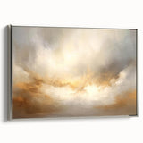 Framed canvas featuring an abstract landscape design with silver accents, showcasing a modern aesthetic suitable for contemporary home decor in a stylish side view.