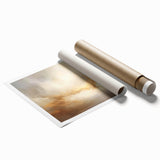 Abstract landscape wall art print showcasing vibrant colors and fluid shapes, rolled and ready for display, perfect for modern home decor.