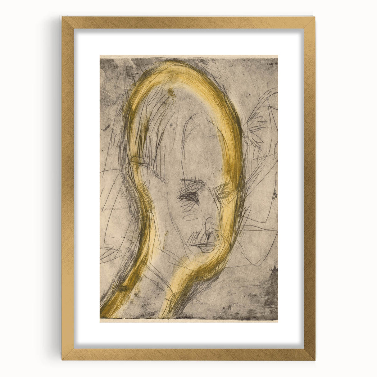 Expressionist Art - Sketch Portrait with Golden Highlights