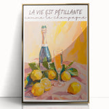 Art deco poster featuring assorted beverages in bold black outlines on a gold acrylic frame, ideal for modern kitchen decor.