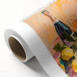 Art Deco style poster featuring a stylized cocktail glass, in pastel pink and blue tones.