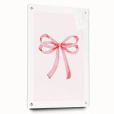 Delicate Pink Ribbon Bow Print - Girls Bedroom Wall Art