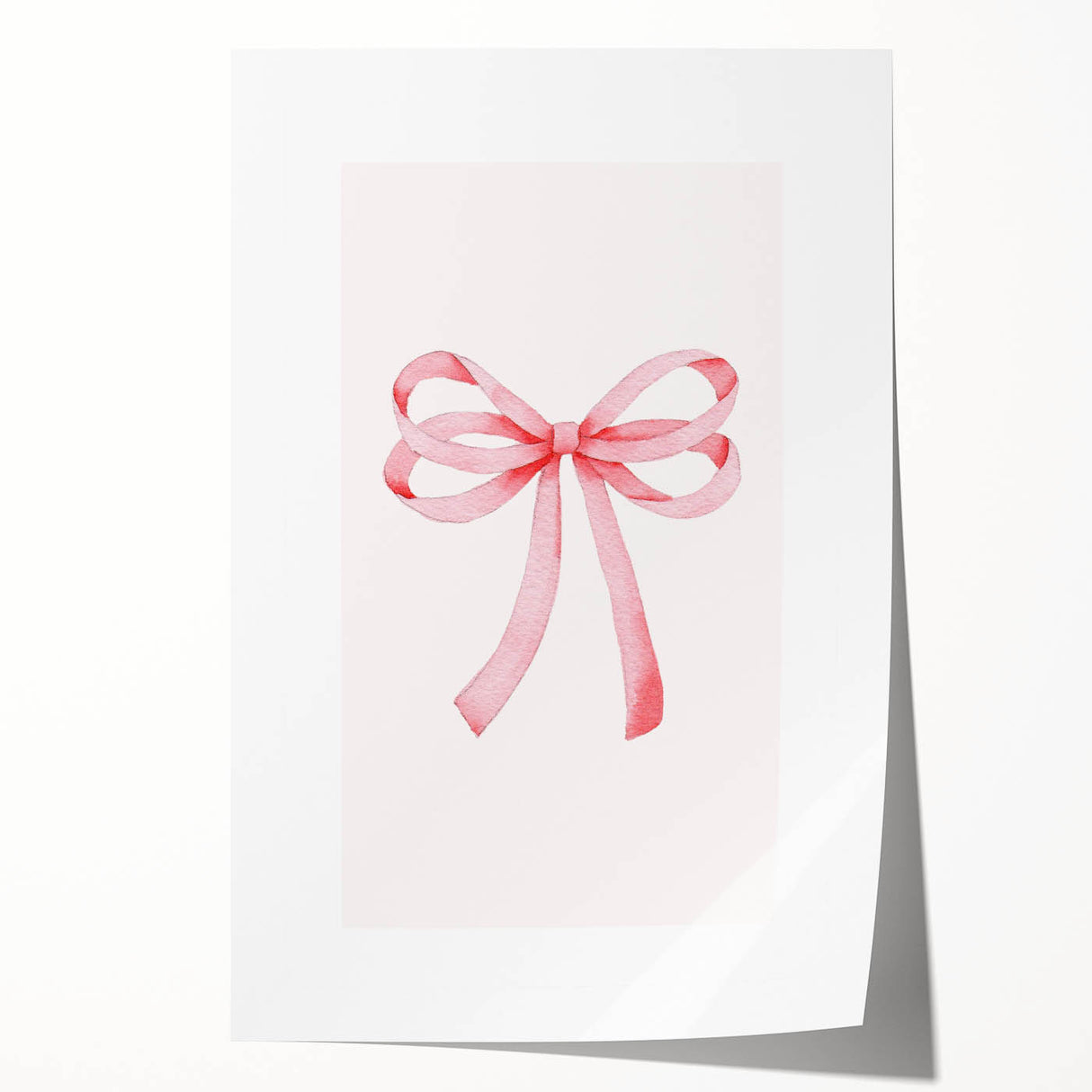 Delicate Pink Ribbon Bow Print - Girls Bedroom Wall Art