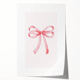 Delicate Pink Ribbon Bow Print - Girls Bedroom Wall Art