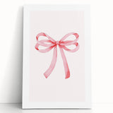 Delicate Pink Ribbon Bow Print - Girls Bedroom Wall Art
