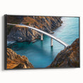 Landscape bridge framed canvas artwork, showcasing a stunning black side view with intricate details and textures, ideal for home decor enthusiasts seeking unique wall art.