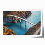 Rolled print showcasing a vibrant landscape bridge design, featuring lush greenery and a serene waterway, securely packaged in a protective cardboard tube for safe delivery.