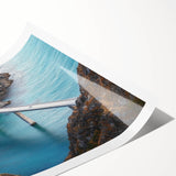 Landscape bridge rolled print showcasing an intricate design with natural tones, wrapped securely in a durable cardboard tube, perfect for artistic decor.