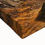 Close-up of a stretched canvas artwork depicting a serene landscape bridge scene with vibrant colors and intricate details, perfect for home decor and art enthusiasts.