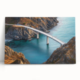 Stretched canvas artwork depicting a serene landscape bridge scene, showcasing vibrant colors and intricate details, perfect for home decor and art enthusiasts.