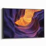 Framed black canvas artwork showcasing a stunning landscape of canyons, highlighting rich colors and intricate details, perfect for enhancing home decor.