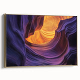 Framed canvas artwork depicting a serene landscape of canyons with rich gold accents, showcasing intricate details and textures, ideal for enhancing home decor.