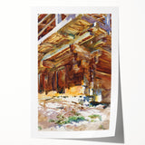 Modern Wall Art - Sunlit Rustic Structure - Contemporary Art Print