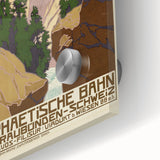 Vintage Switzerland Travel Poster - Rhaetian Railway Viaduct