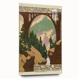 Vintage Switzerland Travel Poster - Rhaetian Railway Viaduct