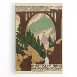 Vintage Switzerland Travel Poster - Rhaetian Railway Viaduct