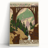 Vintage Switzerland Travel Poster - Rhaetian Railway Viaduct