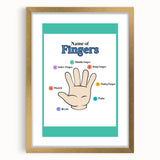 Kids Educational Wall Art - Finger Names Learning Poster