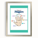 Kids Educational Wall Art - Finger Names Learning Poster