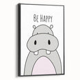 Be Happy Hippo Nursery Wall Art – Baby Room & Kids Decor Print
