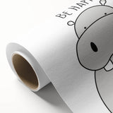 Be Happy Hippo Nursery Wall Art – Baby Room & Kids Decor Print
