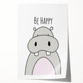 Be Happy Hippo Nursery Wall Art – Baby Room & Kids Decor Print