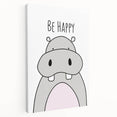 Be Happy Hippo Nursery Wall Art – Baby Room & Kids Decor Print