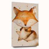 Fox with Star - Kids Room Wall Art Canvas and Framed Options