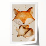 Fox with Star - Kids Room Wall Art Canvas and Framed Options