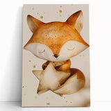 Fox with Star - Kids Room Wall Art Canvas and Framed Options