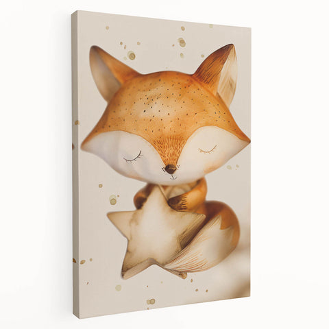 Fox with Star - Kids Room Wall Art Canvas and Framed Options