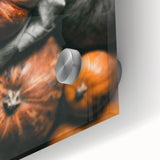 Large abstract wall art on acrylic glass featuring mid-century modernist style in warm autumn hues.