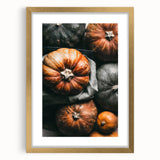 Extra large abstract art print featuring textured fall colors in a gold frame, ideal for living room decor.